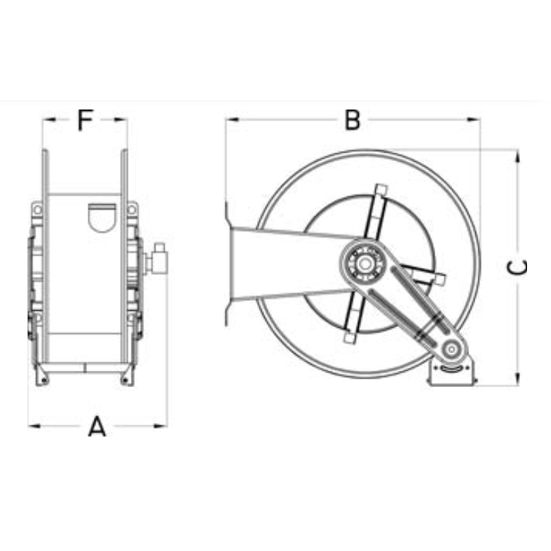 Stainless Manual Hose Reel 35m x 1/2" - 200 Bar - Image 2